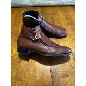 Vintage Florsheim Imperial Dress Boot Mens Sz 7.5D Buckle Slip On Ankle Leather